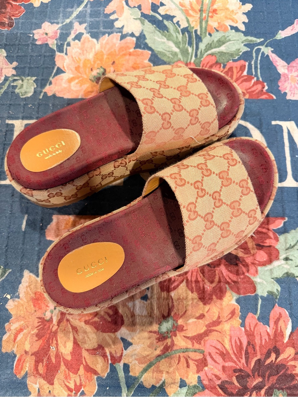 Gucci Brown GG Canvas Slide Sandals